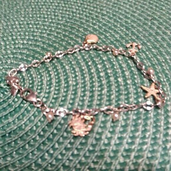 Rare Brighton Shell Starfish Fish Crab Charm Bracelet Adjustable Silver Gold - Picture 6 of 9